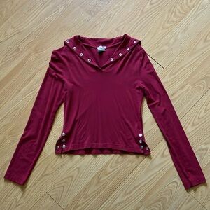 Buffalo David Bitton Red Sailor Collar Fitted Blouse